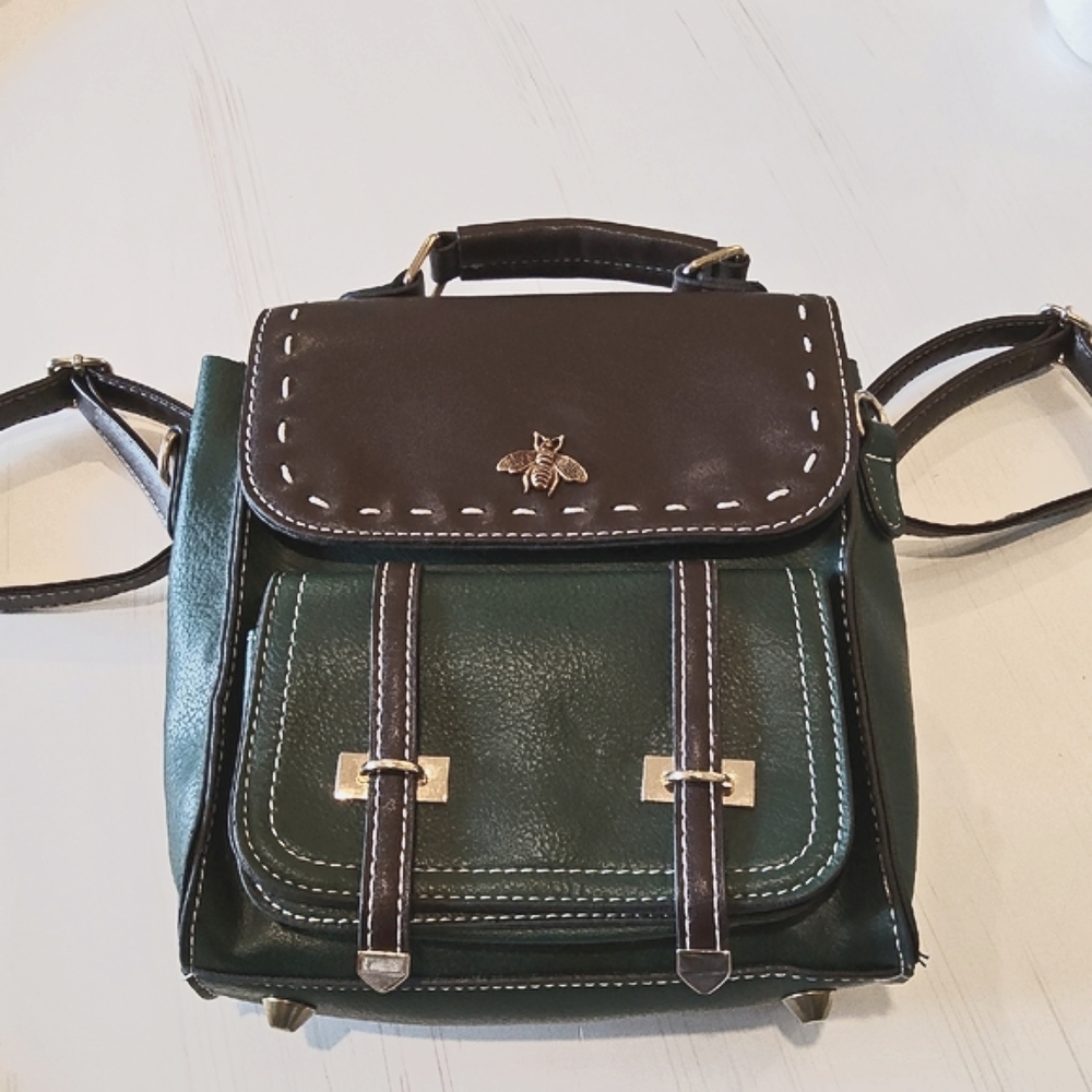 Bee Dark Brown and Green Backpack